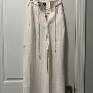 Aqua Cream Wide Leg Pants with Drawstring